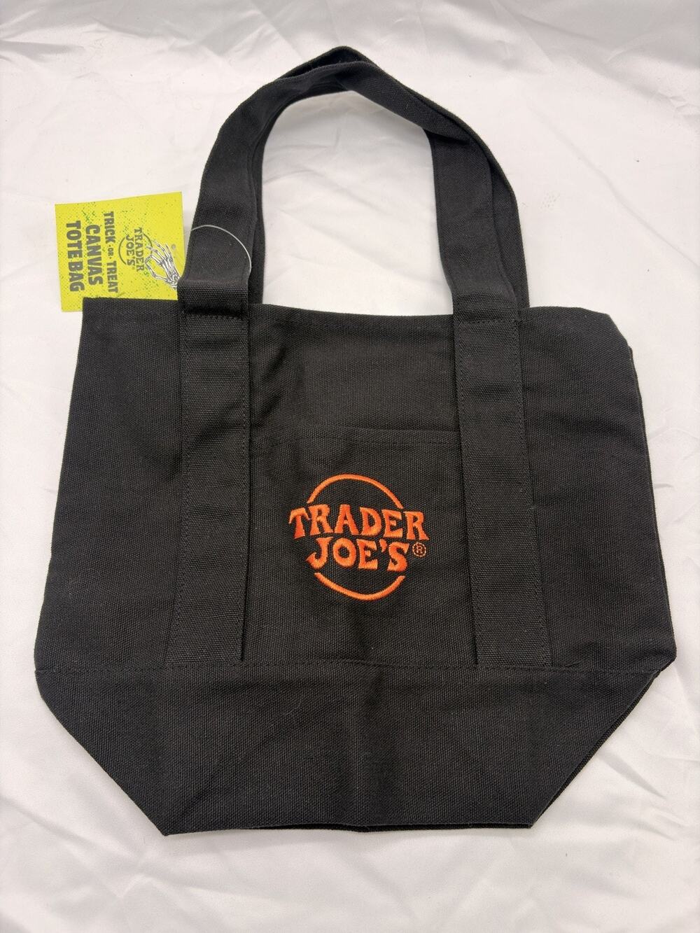 Trader Joe’s Trick or Treat Mini Tote Bag Black Halloween Limited Edition NWT